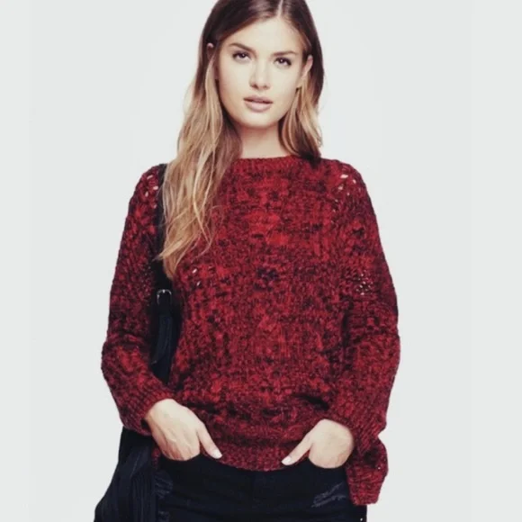 Express Red & Black Oversized Cable Knit Chunky Sweater - Picture 3 of 10